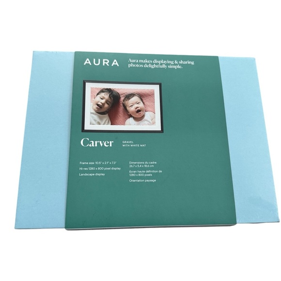 Aura Carver Digital Picture Frame Gravel & White Mat 10.1" AF900-MBLK MSRP $350 - Picture 1 of 12